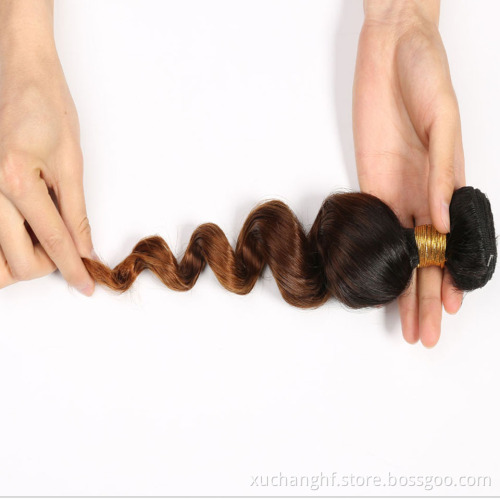 cuticle aligned hair Ombre 3tone Loose Wave bundle hair vendors raw indian hair Extension For Black Women